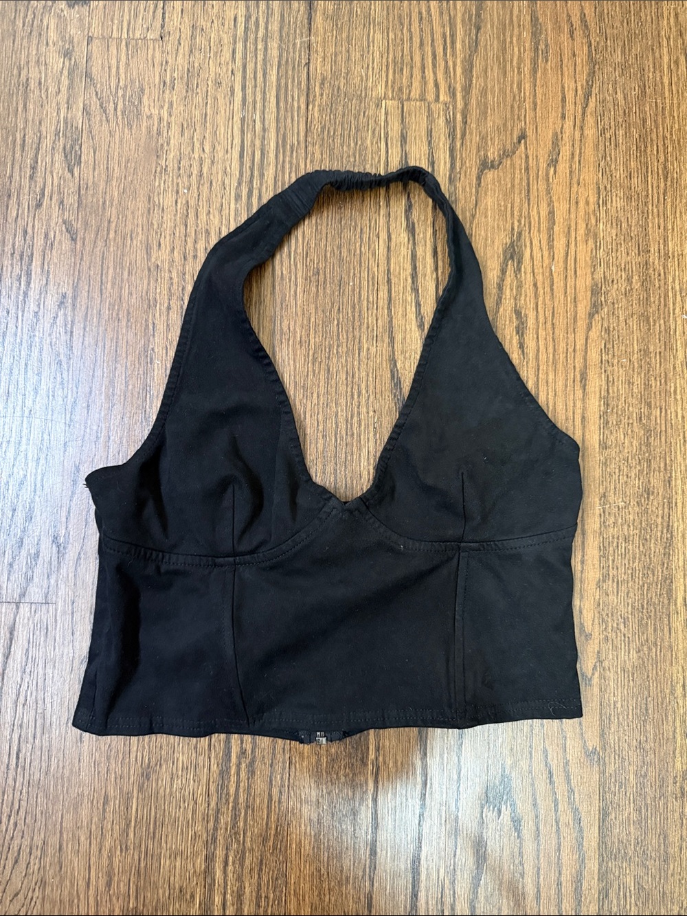 emory park Black Halter Crop Top